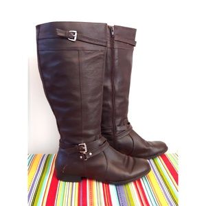 Tall Brown Wide Calf Boots (18.5") - Size 9.5W